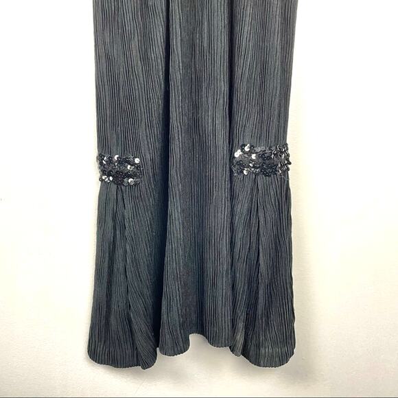 Vintage Black Maxi Dress Sequins Drop Waist - Picture 6 of 10